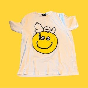 H&M White Tee with Yellow Smiley Design